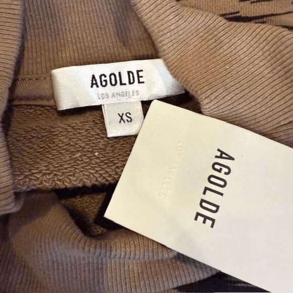 NEW! AGOLDE Folded Sleeve Mock Neck Sweatshirt Serpentine Tigress Stripe Size XS - Picture 7 of 13